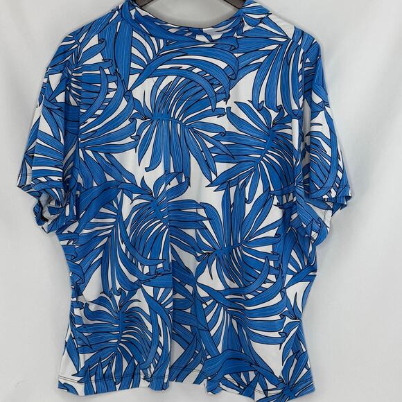 Tail White Label Golf Shirt 3X Womens Blue Palm Print 1/4 Zip Short Sleeve Top - Picture 2 of 3
